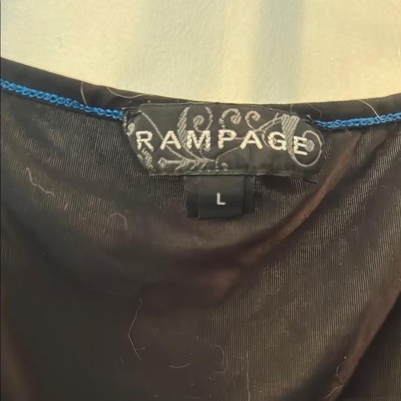 Black Ruffled Tank with Blue Trim - Picture 2 of 4